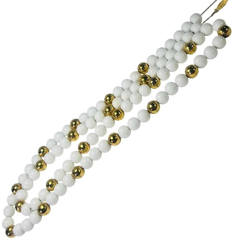 Vintage Napier Beaded Necklace White Gold Toned Chain Spring Clasp 32